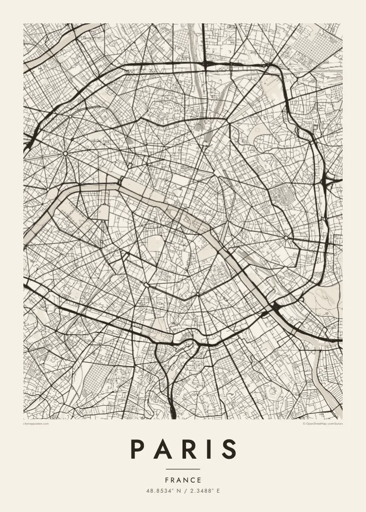 Paris map poster — Paper