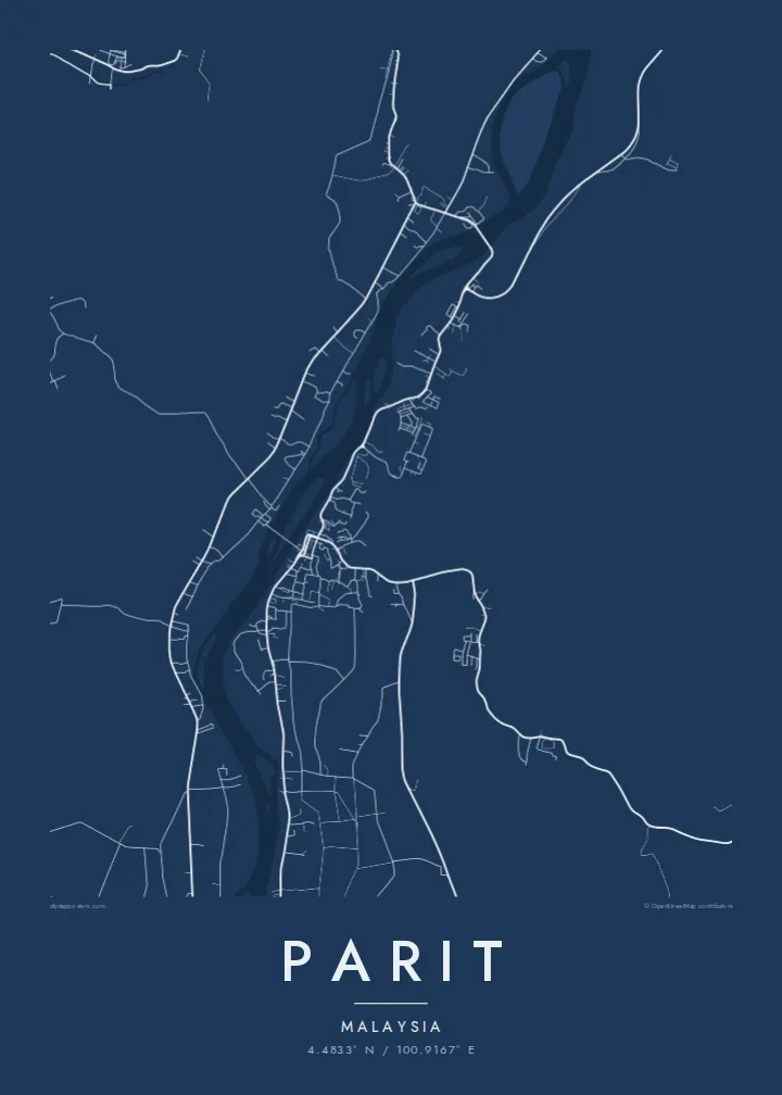 Parit map poster — Blueprint style
