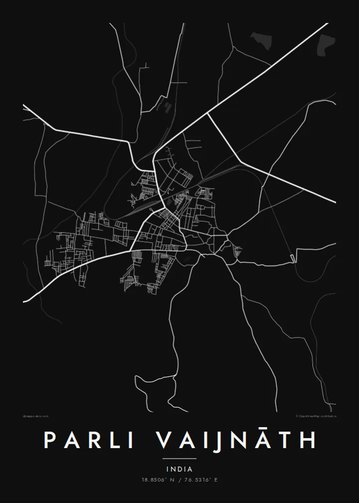 Parli Vaijnāth map poster — Noir style