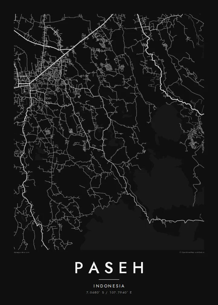 Paseh map poster — Noir