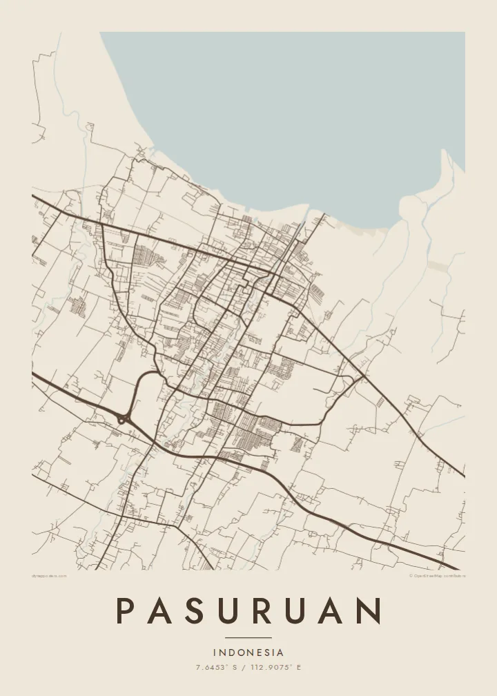 Pasuruan map poster — Sand style