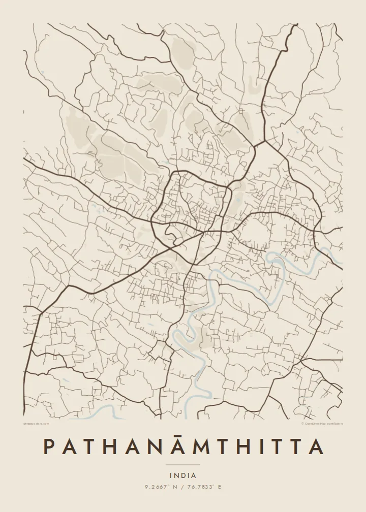 Pathanāmthitta map poster — Sand style