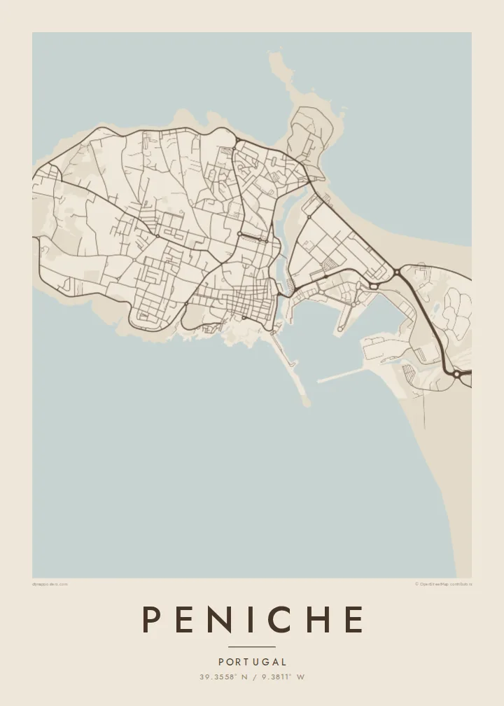 Peniche map poster — Sand