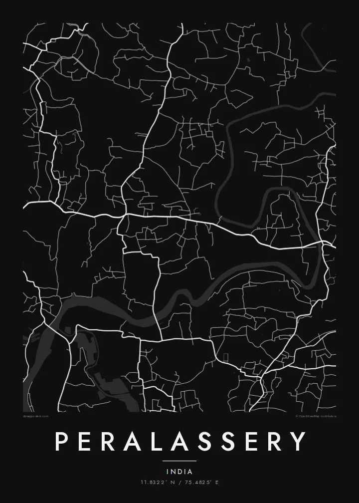 Peralassery map poster — Noir style