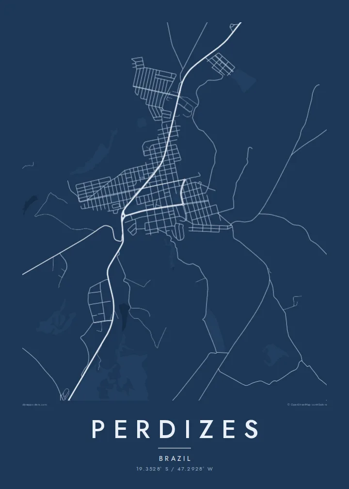 Perdizes map poster — Blueprint style