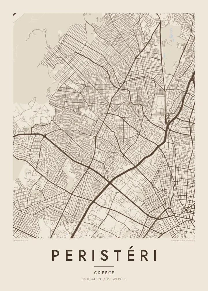 Peristéri map poster — Sand