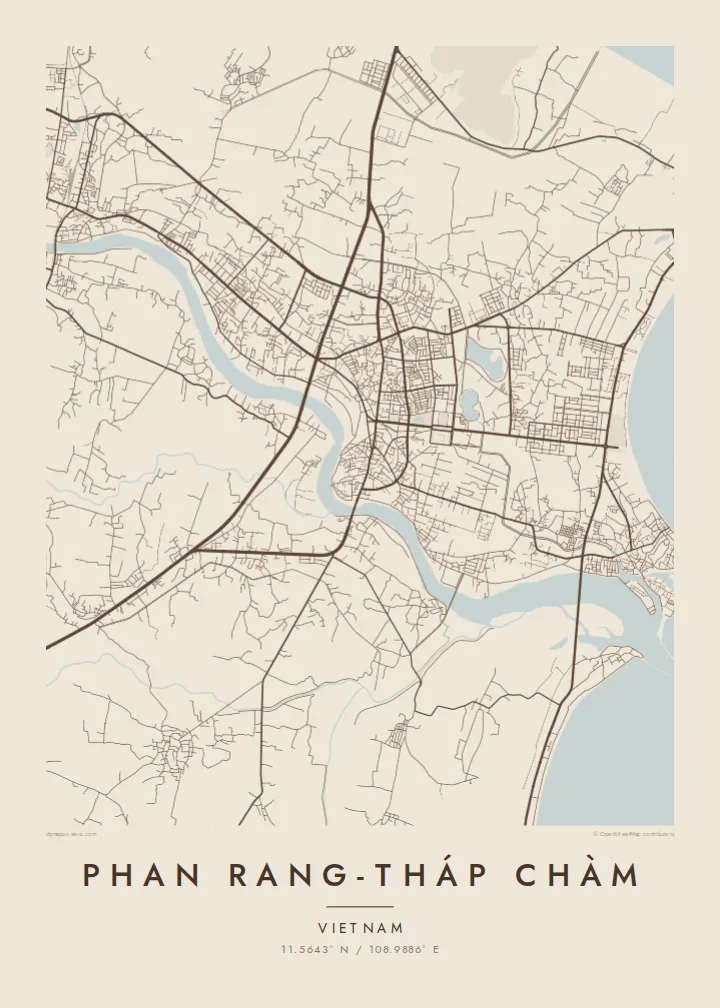 Phan Rang-Tháp Chàm map poster — Sand