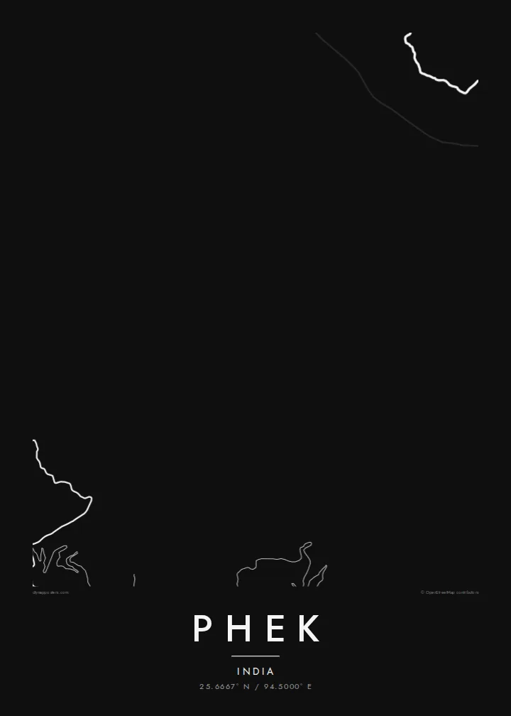 Phek map poster — Noir style