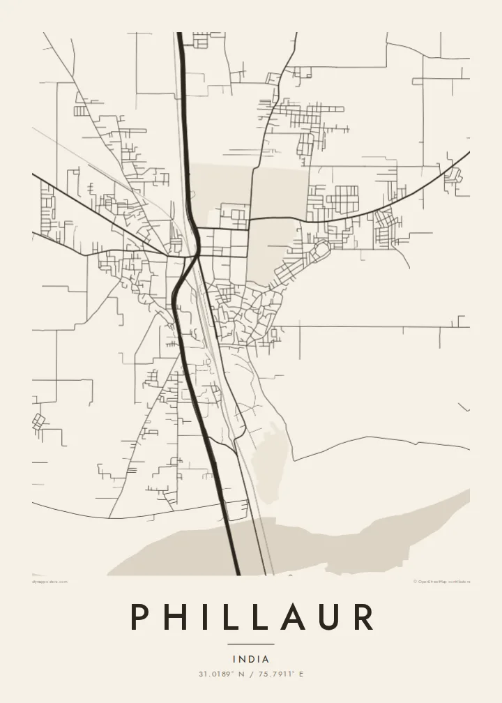Phillaur map poster — Paper