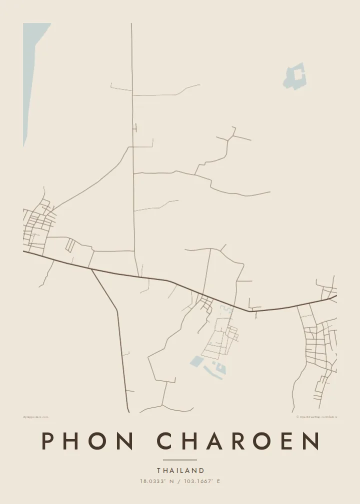 Phon Charoen map poster — Sand style