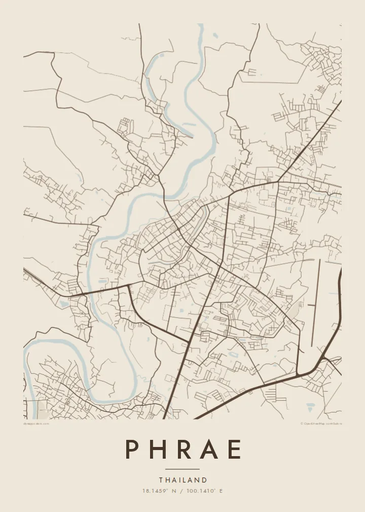 Phrae map poster — Sand style