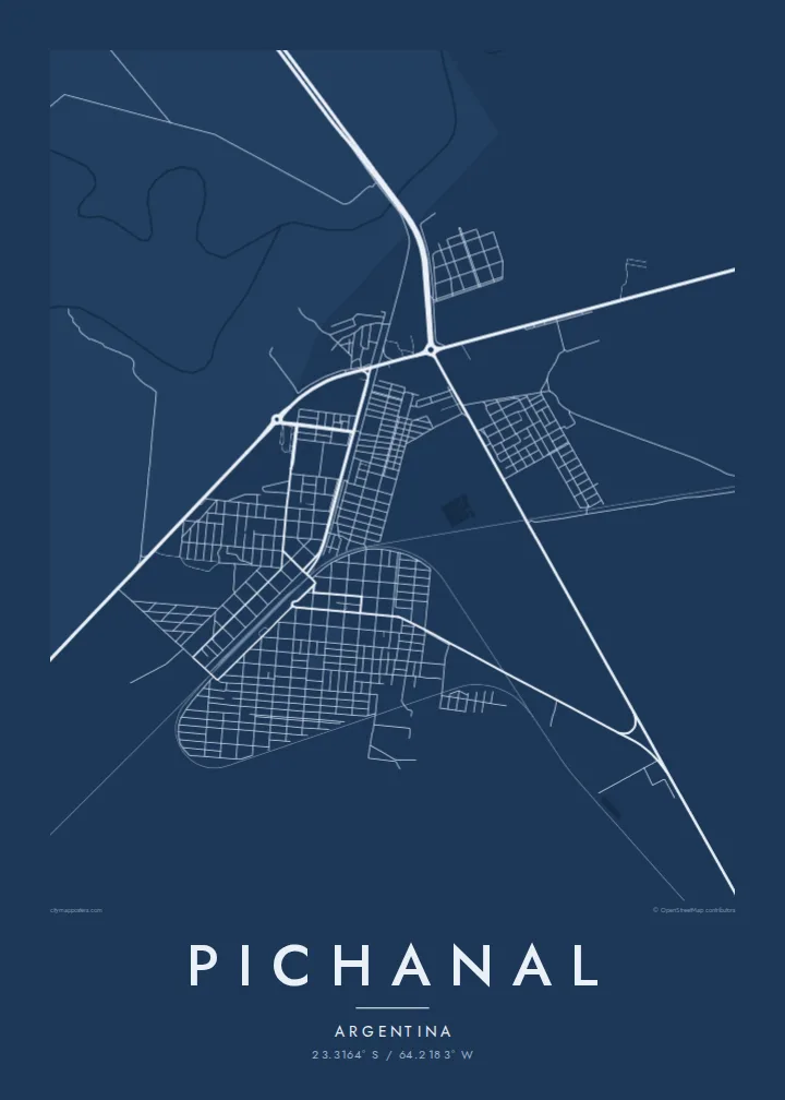 Pichanal map poster — Blueprint style