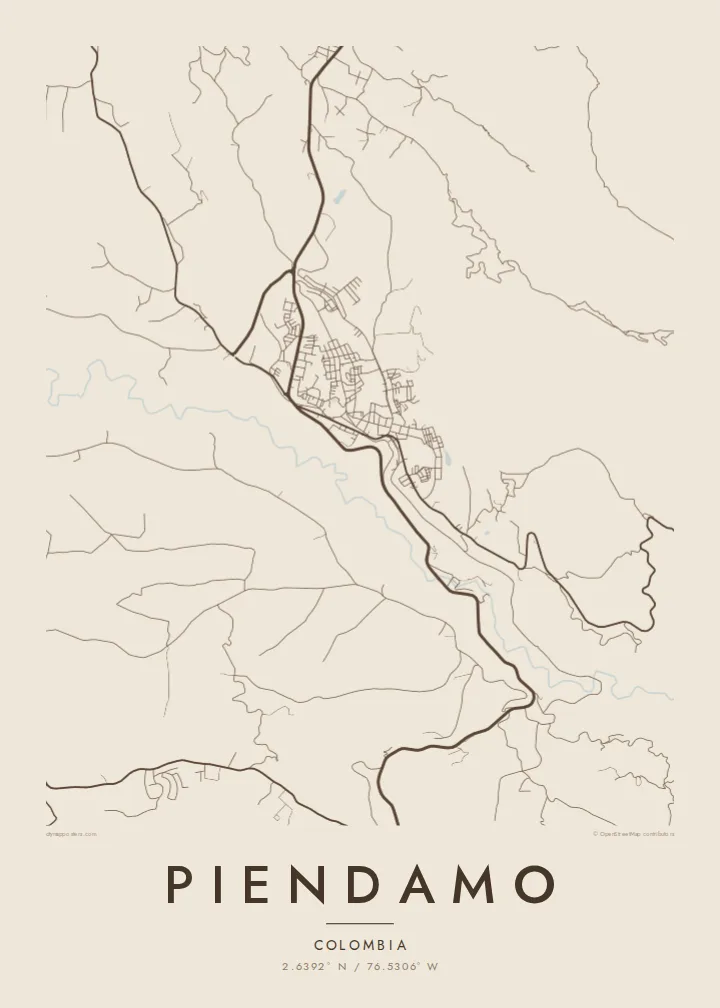 Piendamo map poster — Sand style