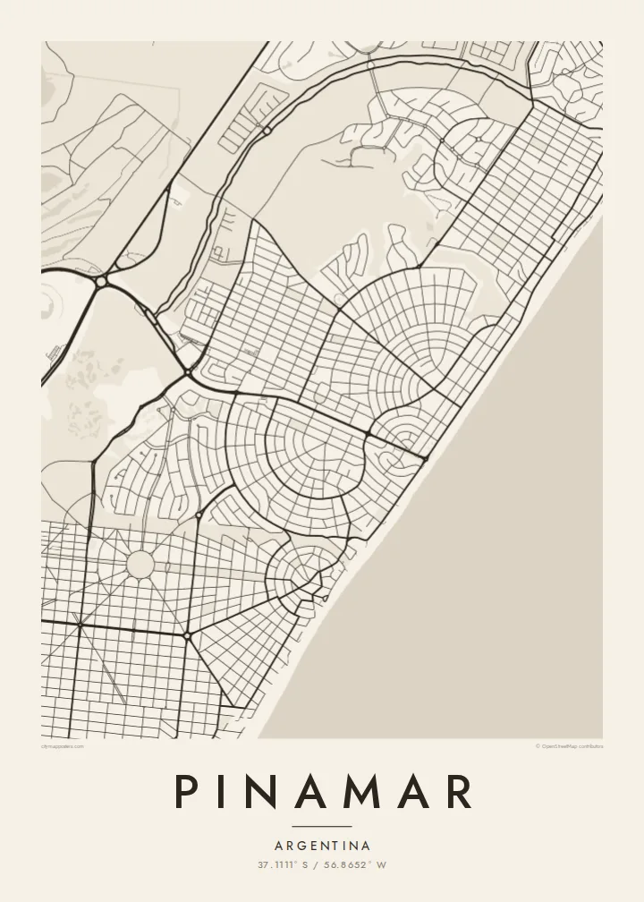 Pinamar map poster — Paper