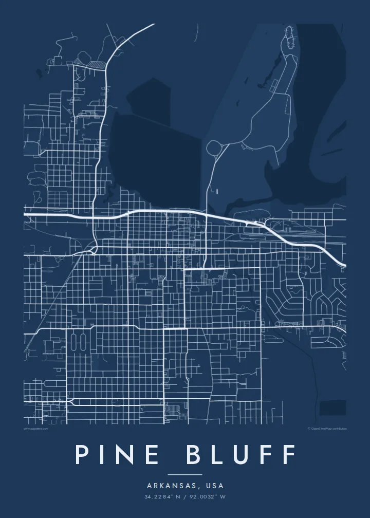 Pine Bluff map poster — Blueprint