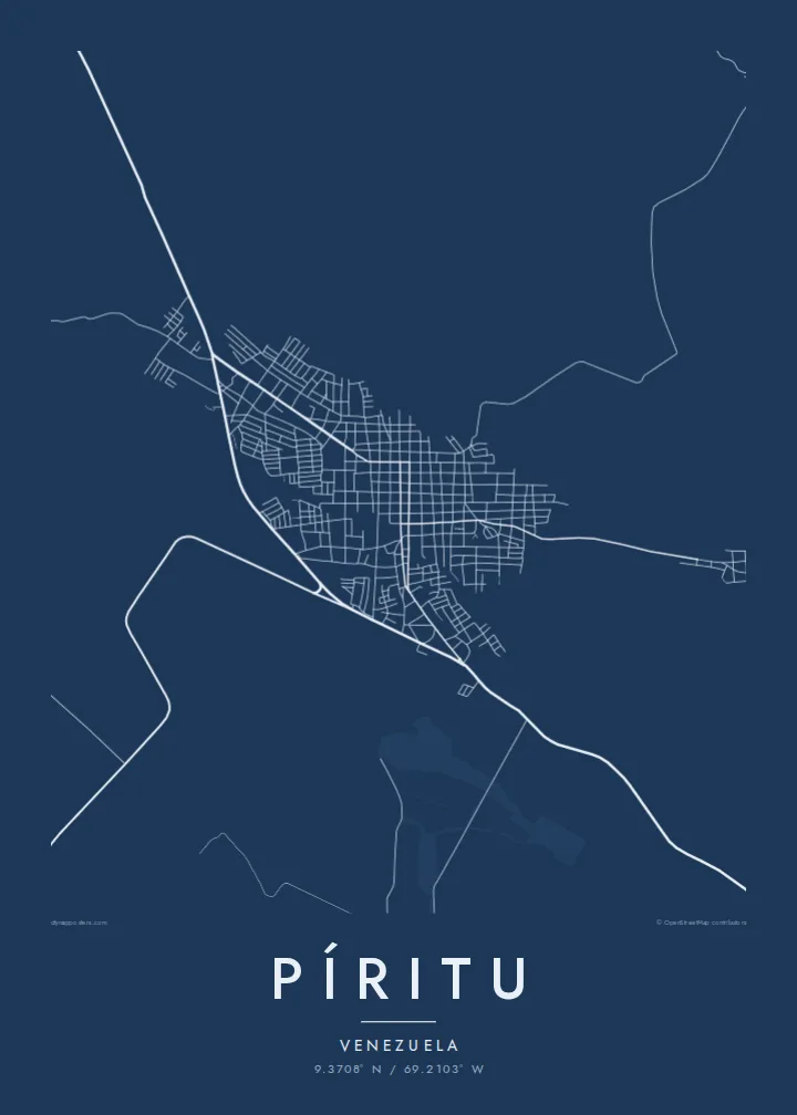 Píritu map poster — Blueprint style