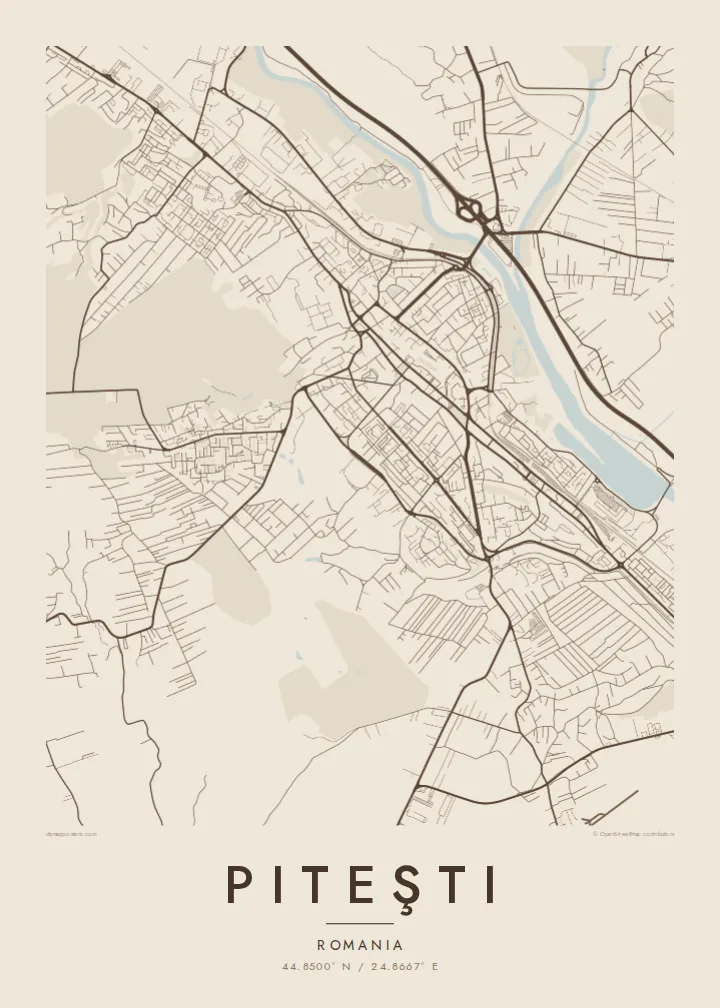 Piteşti map poster — Sand