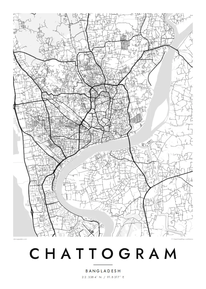 Plakat z mapą Chittagongu — Classic