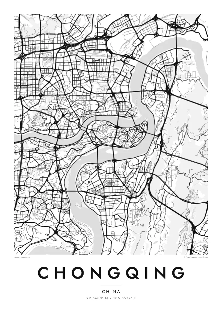Plakat z mapą: Chongqing