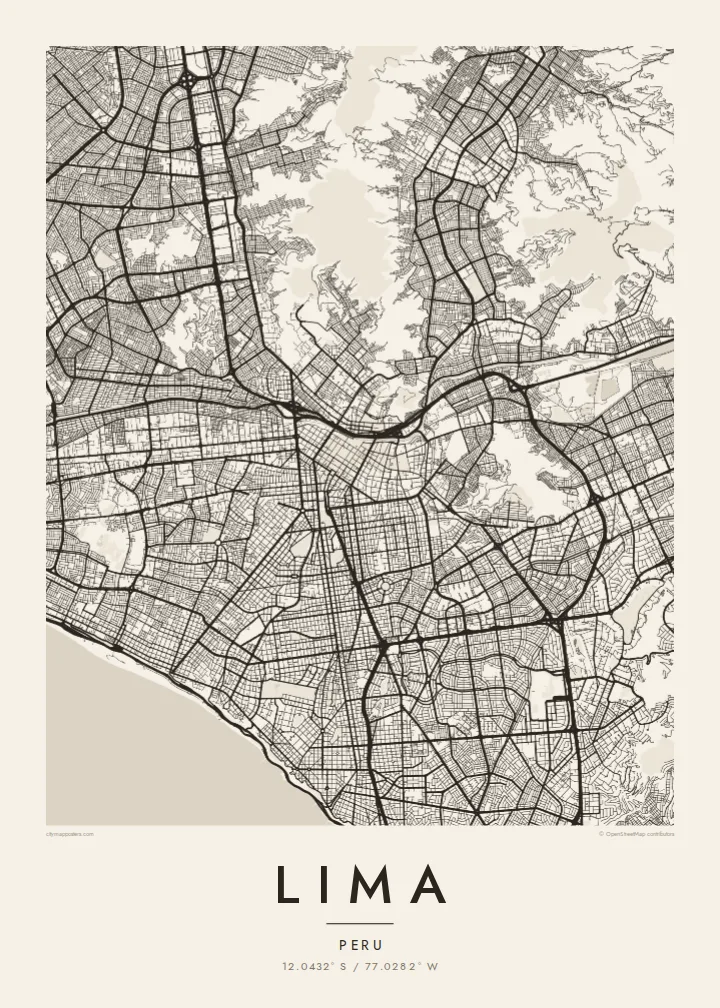 Plakat z mapą Limy — Paper