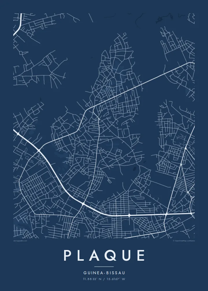 Plaque map poster — Blueprint style