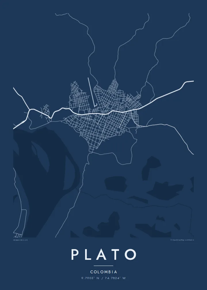 Plato map poster — Blueprint style