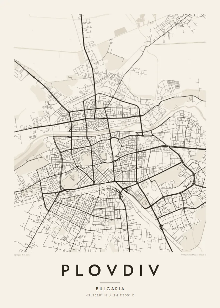 Plovdiv map poster — Paper