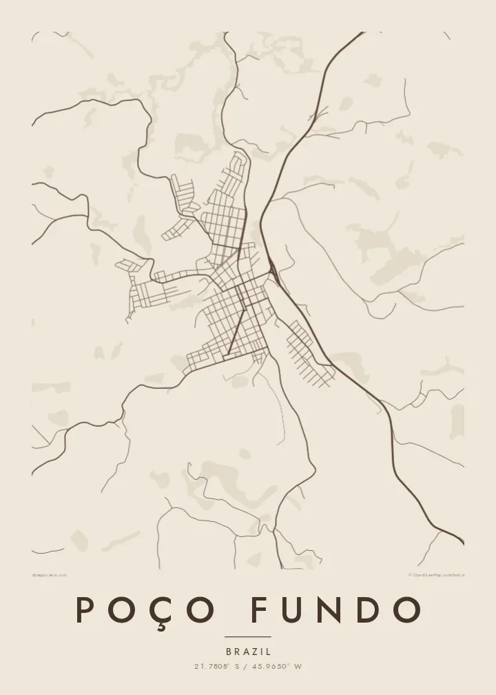 Poço Fundo map poster — Sand style