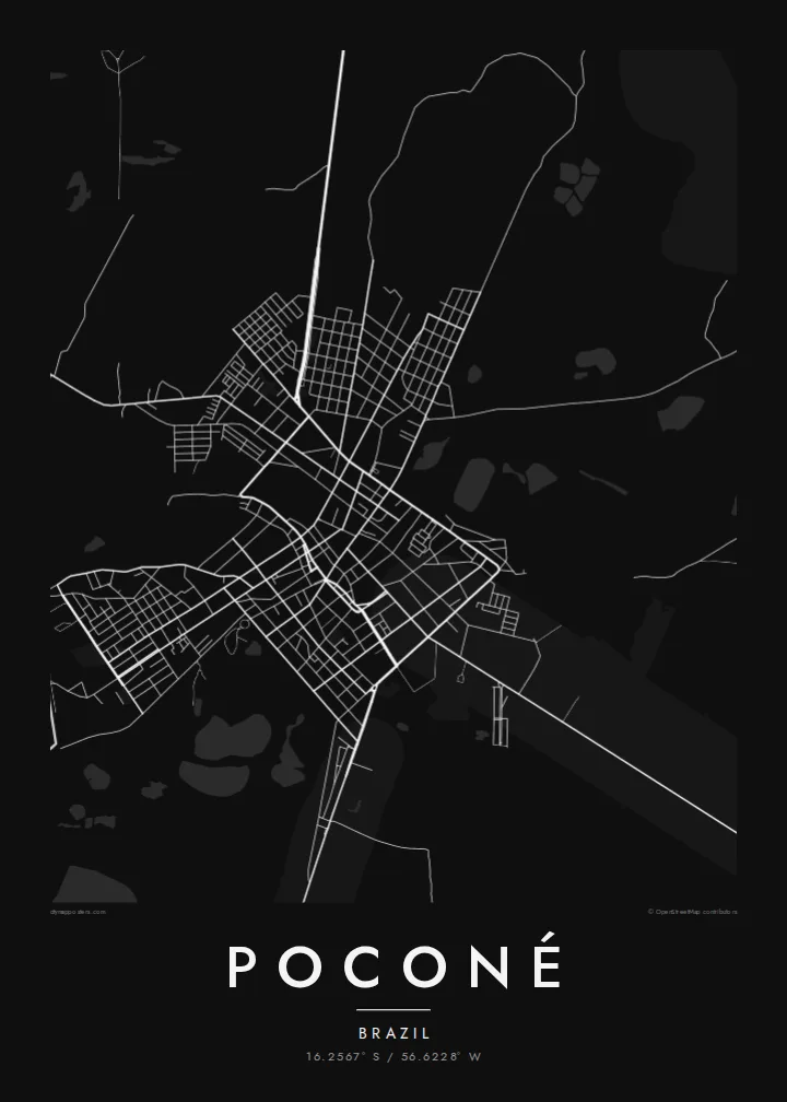 Poconé map poster — Noir
