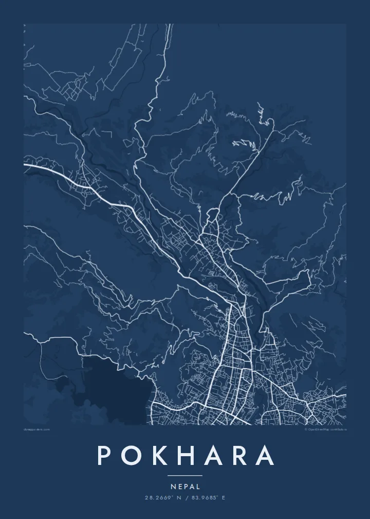 Pokhara map poster — Blueprint