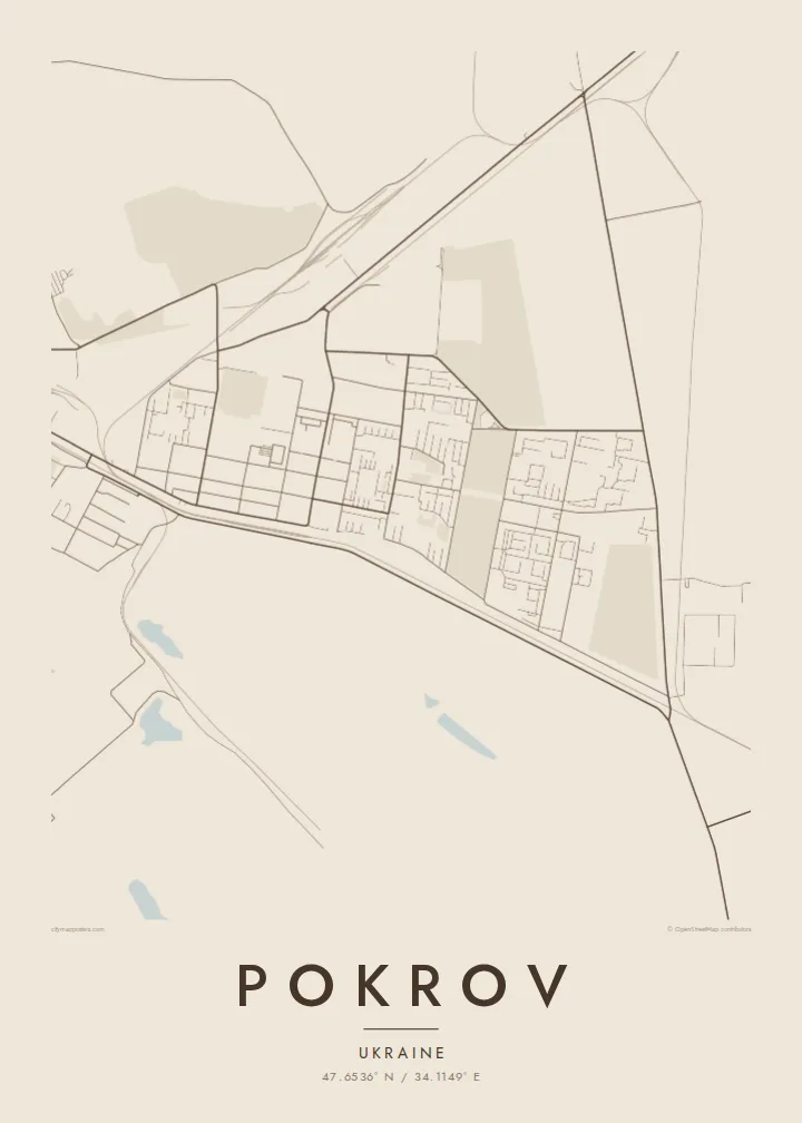 Pokrov map poster — Sand style