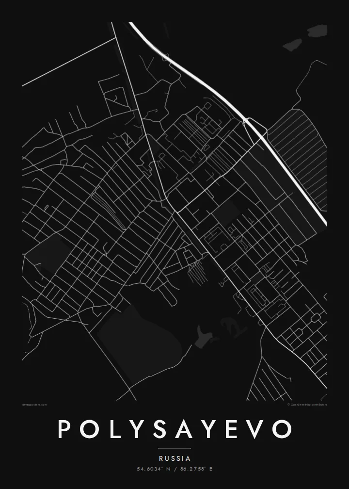 Polysayevo map poster — Noir style