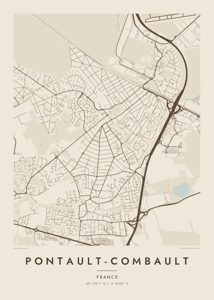 Pontault-Combault map poster — Sand
