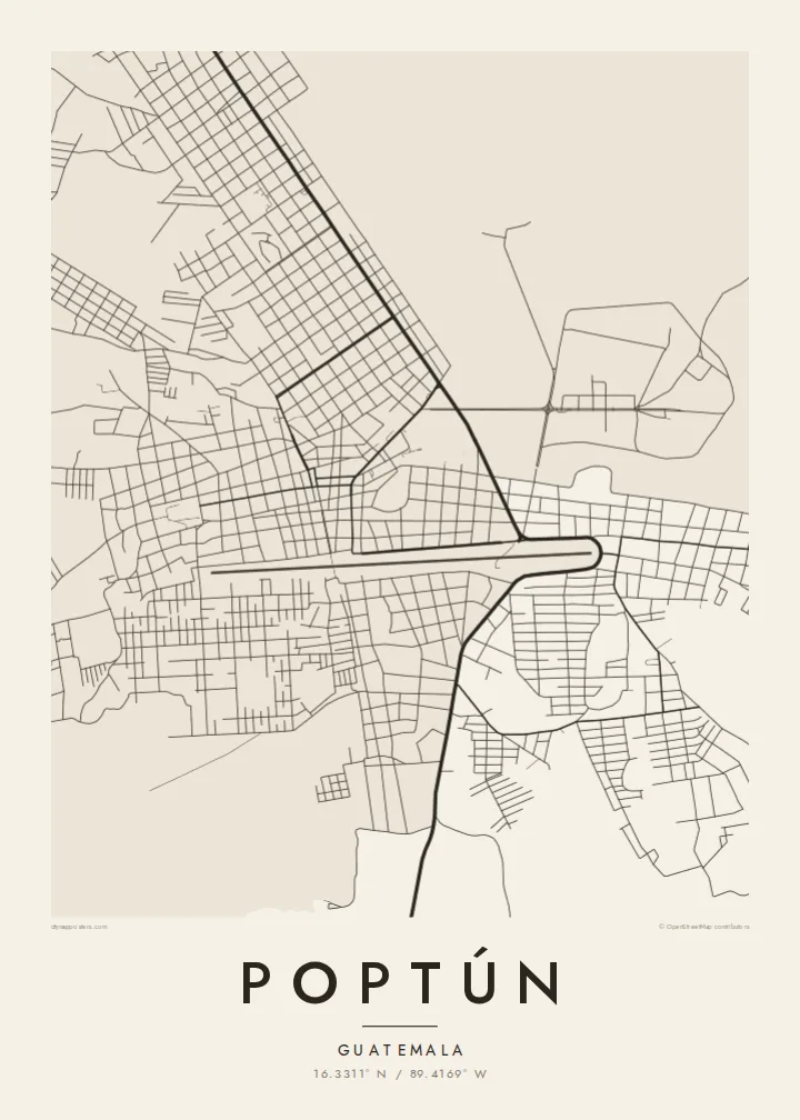 Poptún map poster — Paper