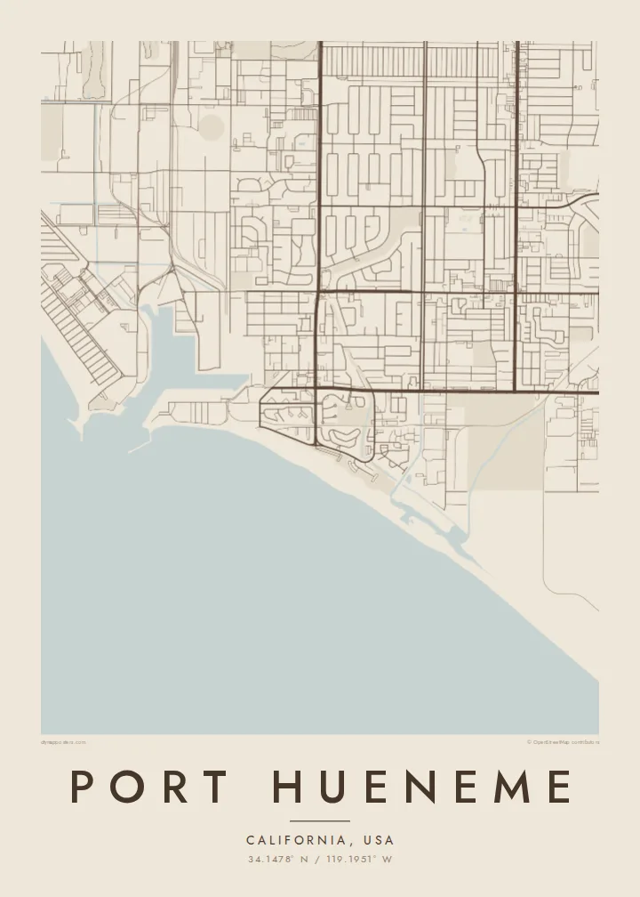 Port Hueneme map poster — Sand style