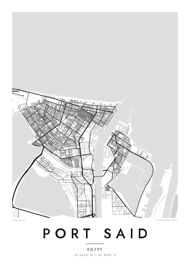 Port Said map poster