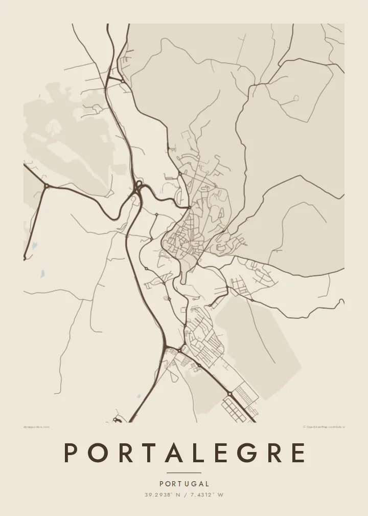 Portalegre map poster — Sand