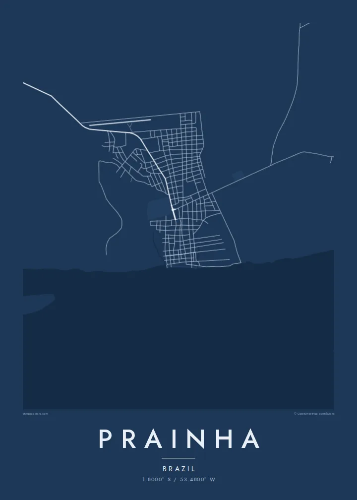 Prainha map poster — Blueprint style