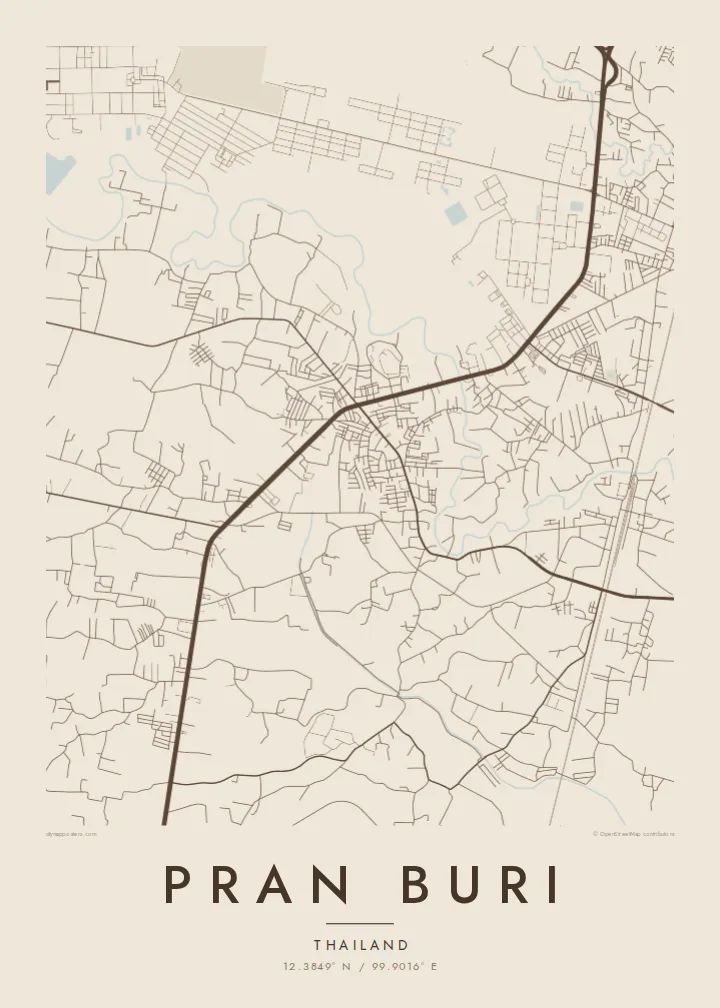 Pran Buri map poster — Sand