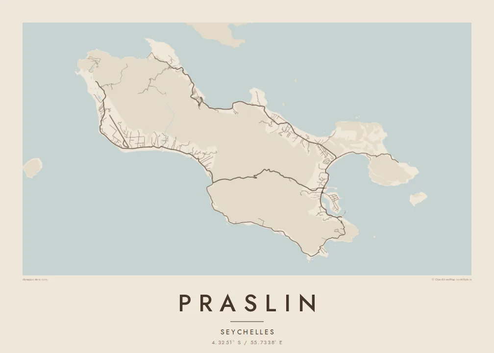 Praslin map poster — Sand style