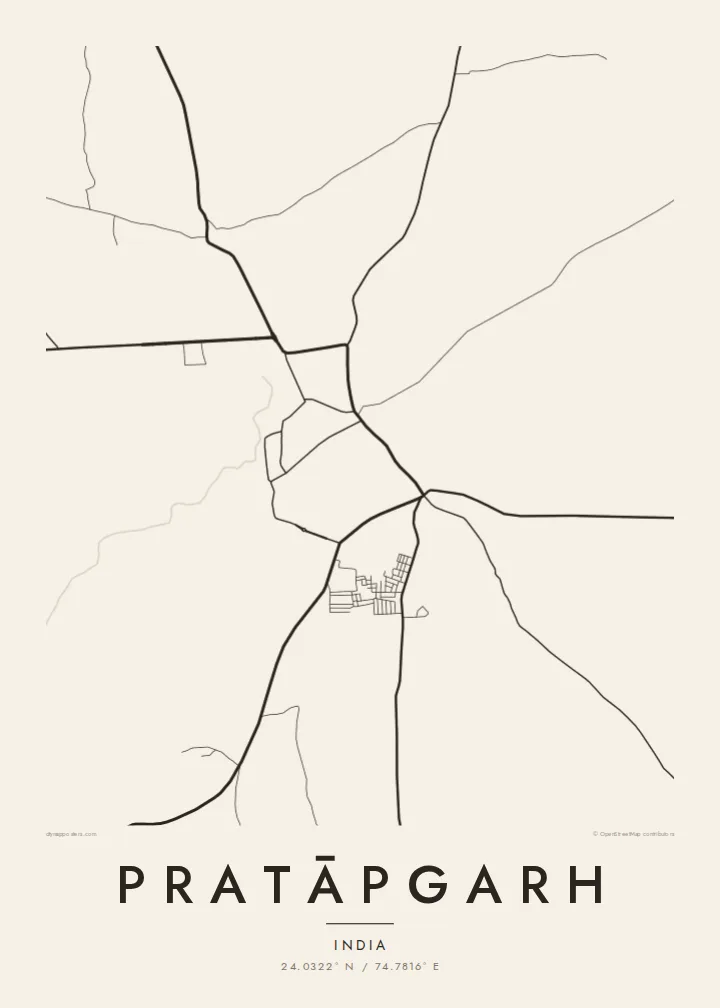 Pratāpgarh map poster — Paper style