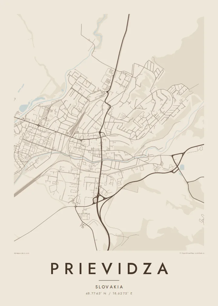 Prievidza map poster — Sand style