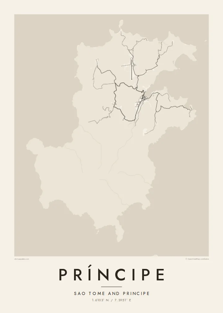 Príncipe map poster — Paper style