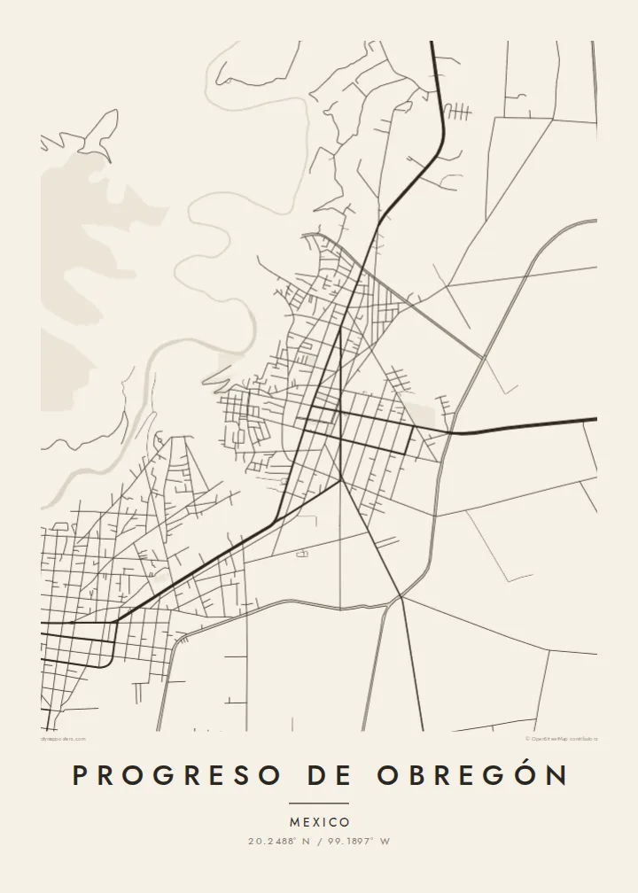 Progreso de Obregón map poster — Paper