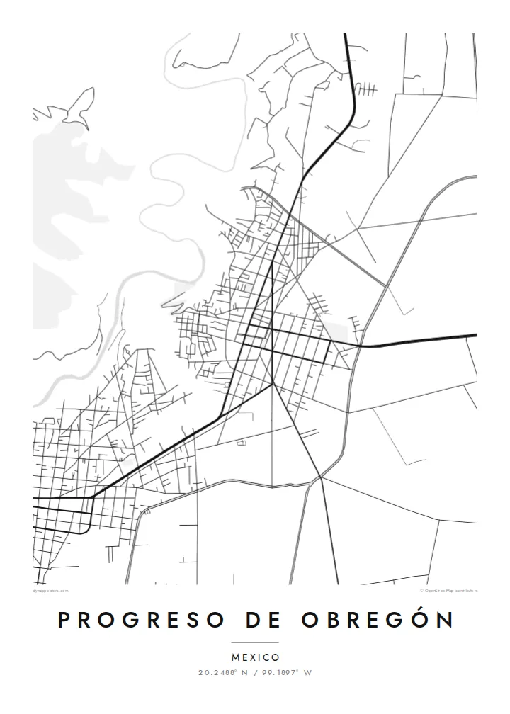 Progreso de Obregón map poster — Classic