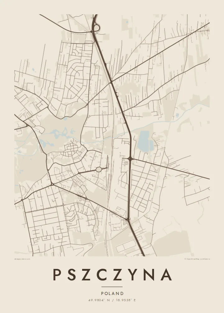 Pszczyna map poster — Sand style