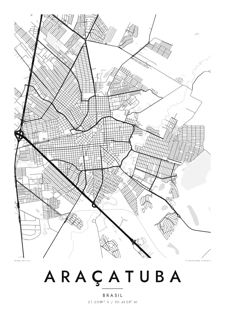 Pôster mapa de Araçatuba — Classic