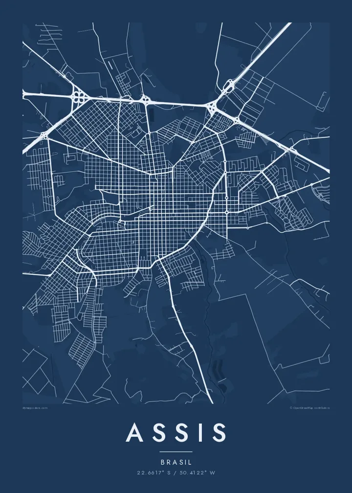 Pôster mapa de Assis — Blueprint