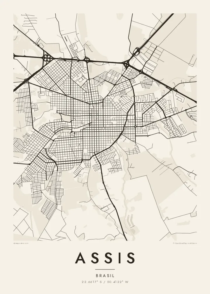 Pôster mapa de Assis — Paper