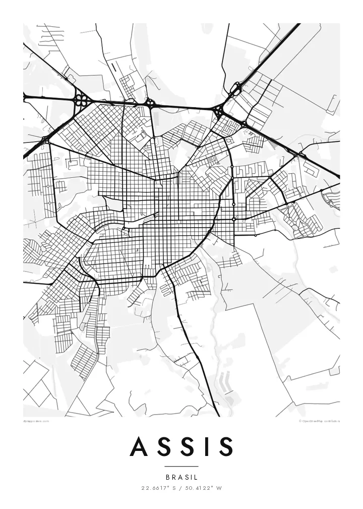 Pôster mapa de Assis — Classic
